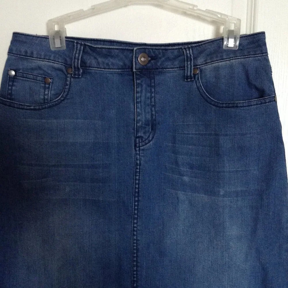 Tribal Women's Maxi Long Blue Denim Pencil Skirt Size 8 Office Casual Work - Picture 2 of 8